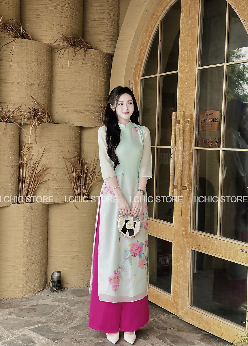 Áo Dài Thảo Tâm Xanh Mint